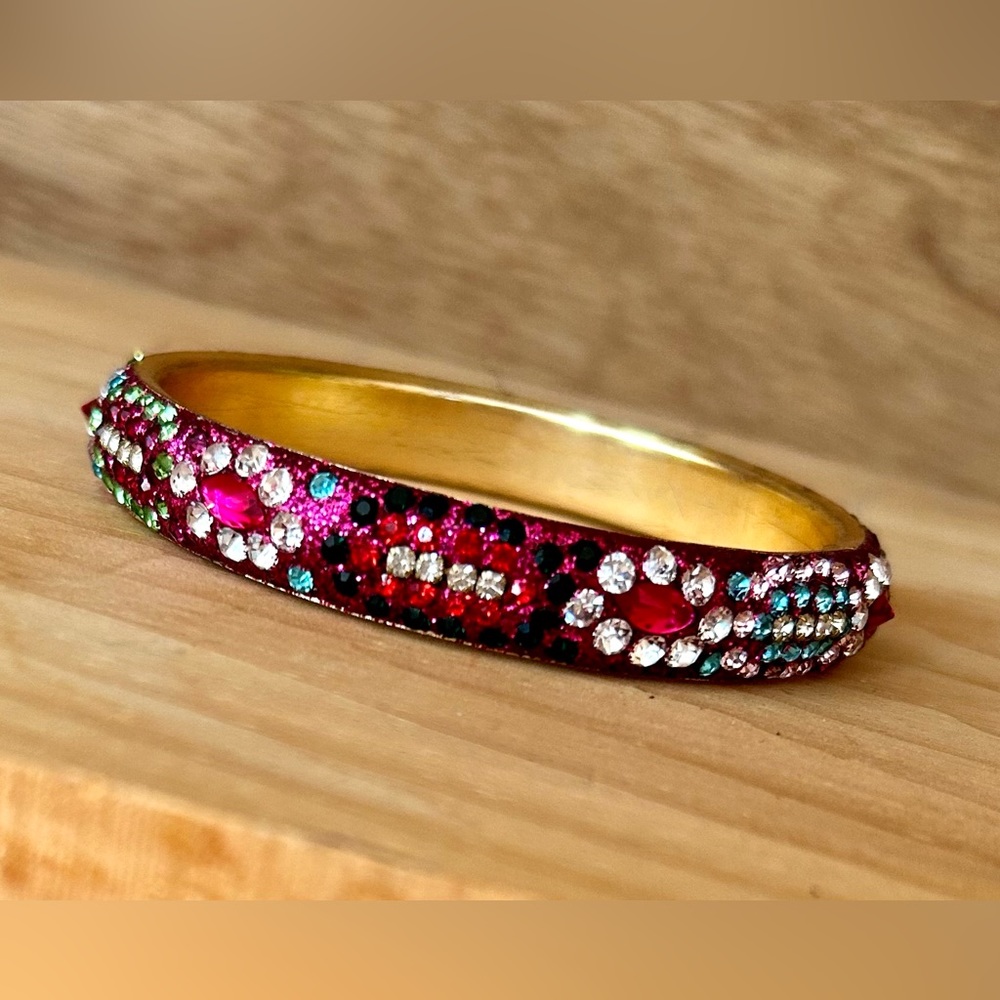 Deepa Gurnani Thin Multicolored Rhinestone Bangle